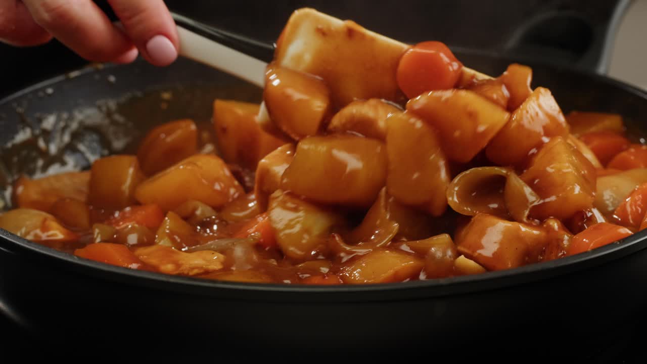 Japanese curry rice with fry pork Tonkatsu, Katsu Kare, Japanese breaded cooking dinner in restaurant, close up macro of asian food