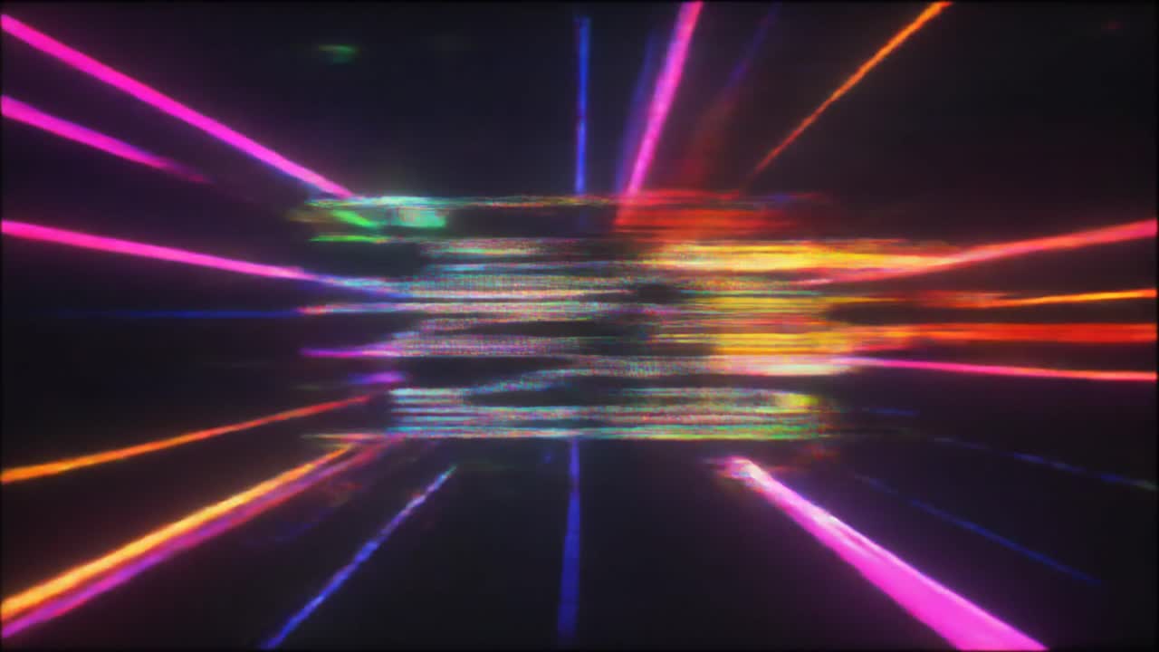 Abstract Digital Glitch Effect with Colorful Light Streaks
