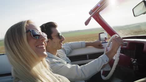 side view video of couple on the way to vacation