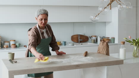 grandma and girl cleaning the kitchen