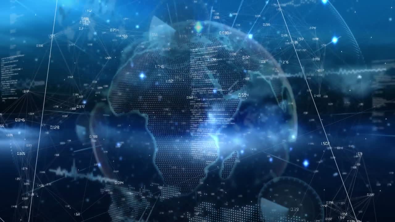 지구와 빛의 점에 대한 데이터 처리의 애니메이션