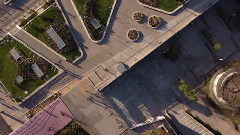 rotating aerial view over landmark in urban buenos aires, republica federativa del brasil park