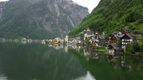 mystic rainy day in hallstatt, austria