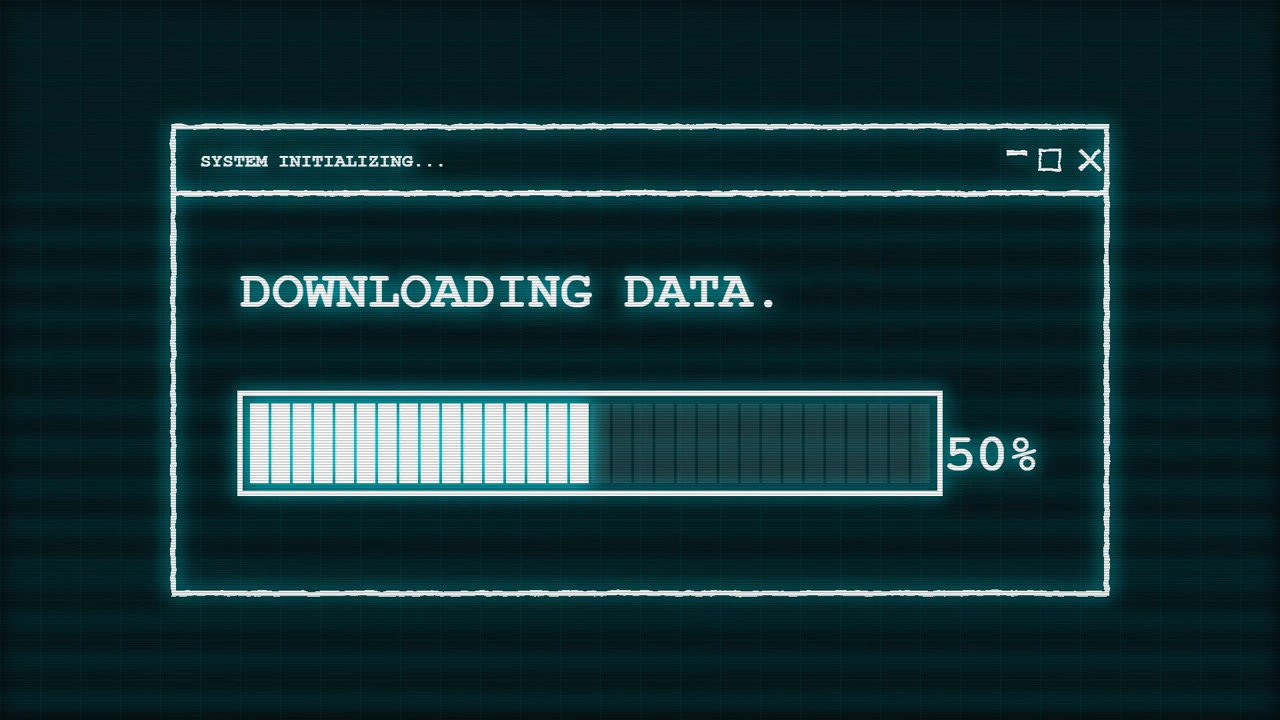 Digital Progress Bar Downloading Data on Computer Screen