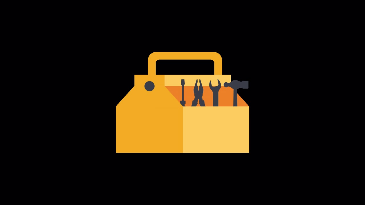 Flat Design Animation of a Yellow Toolbox with Repair Tools