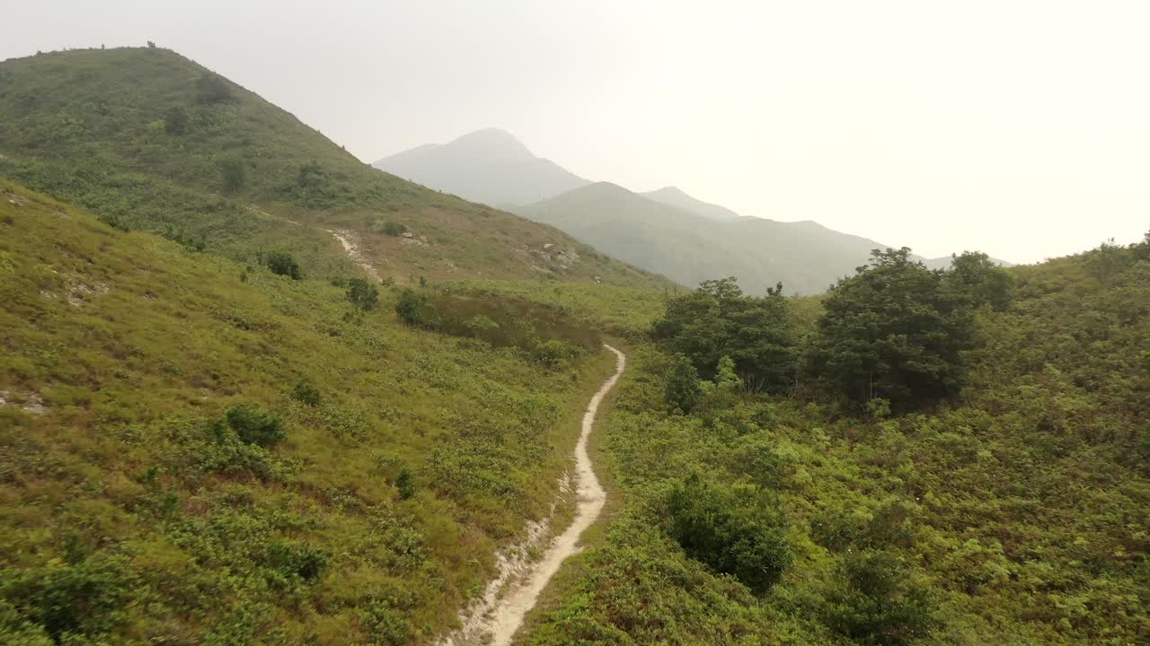 Aerial View of Hiking Trail on Mountain