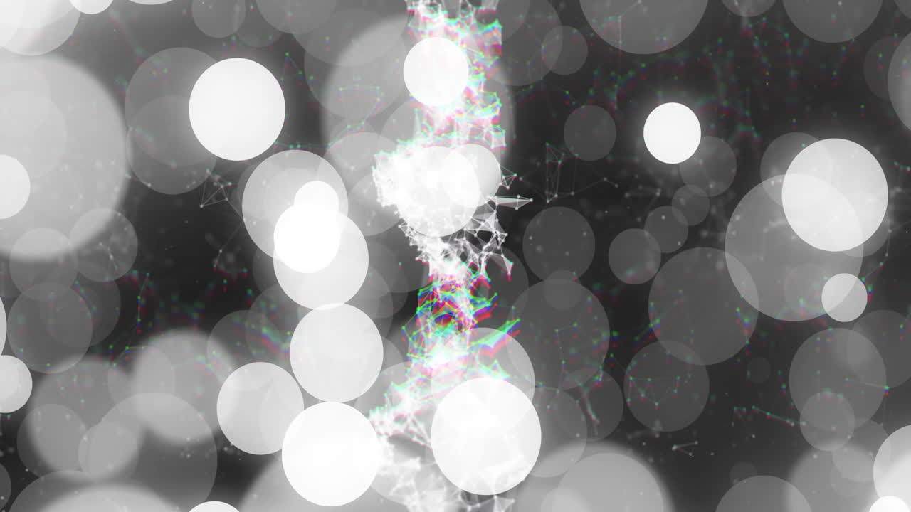 Animation of abstract geometric shapes and glowing circles forming dynamic pattern