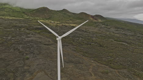 maui hawaii aerial v9 flyover and around auwahi wind turbines on ulupalakua ranch on the southeast coast of the island, generating clean and renewable energy - shot with mavic 3 cine - december 2022