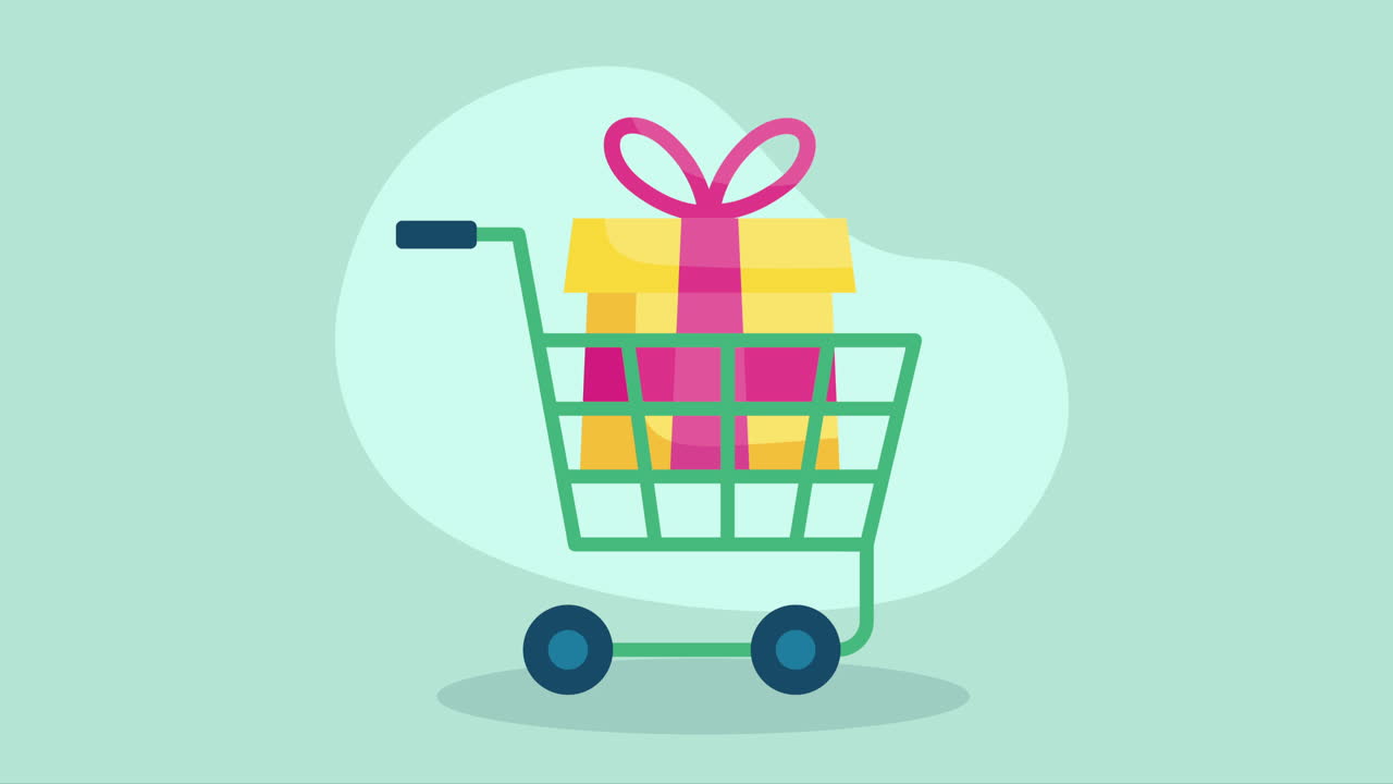 animación comercial del mercado de carrito de compras