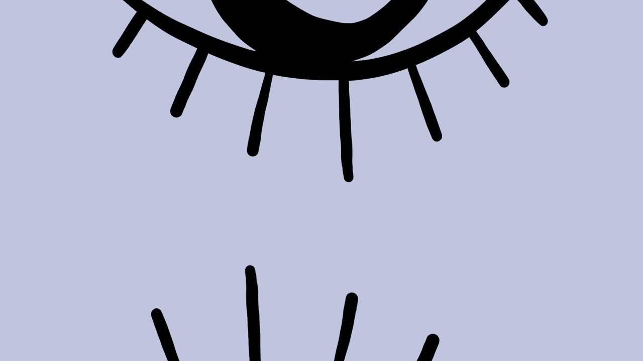 눈 아이콘의 디지털 애니메이션은 파란색 배경에 맞춰 원활한 패턴으로 움직입니다.