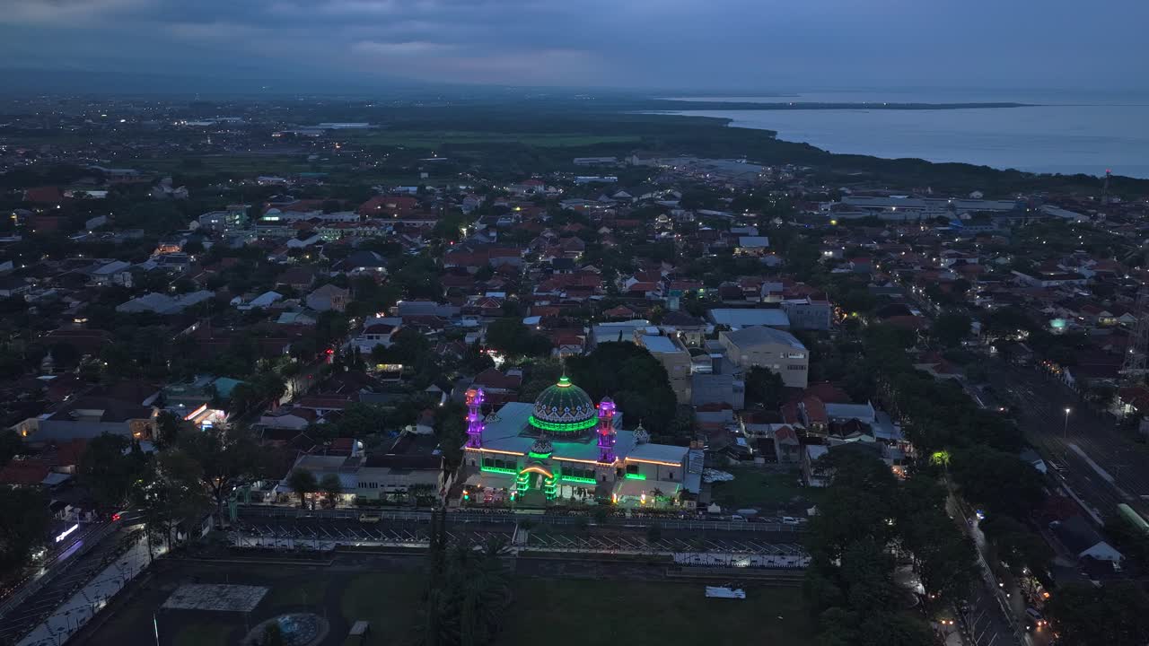 Aerial view of probolinggo's grand mosque at dusk