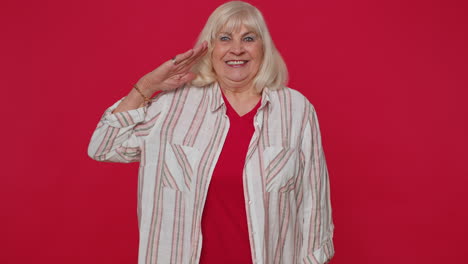 mujer superior subordinada dando saludo escuchando la orden como si un soldado siguiendo la disciplina obedeciendo