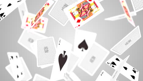 loop animation falling playing cards and casino chips white light shadow animation of seamless loop.