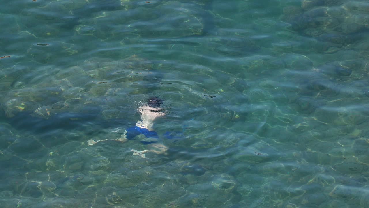 이탈리아 나폴리 소렌토 에서 스노클링 을 하는 소년