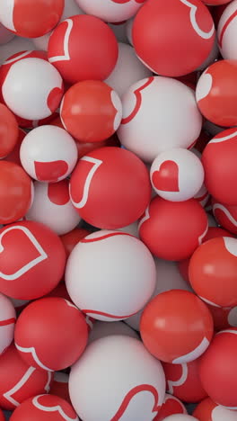 red and white balls with hearts