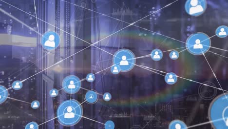 animación de la red de conexiones y procesamiento de datos a través de servidores informáticos