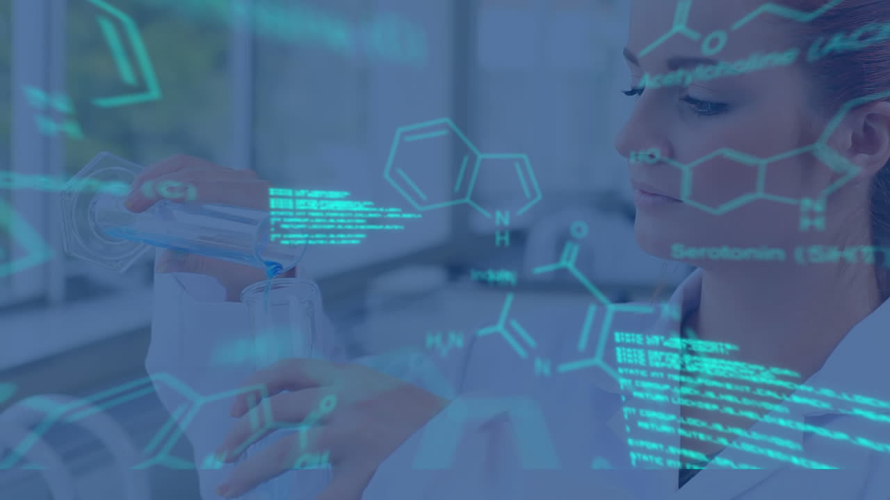 animación del procesamiento de datos sobre el laboratorio de mujeres científicas