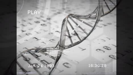 Animation-of-play-text-interface-on-screen-with-dna-strand-and-binary-coding