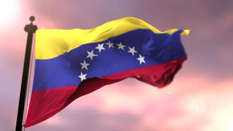 venezuela flag waving at wind in slow at sunset, loop