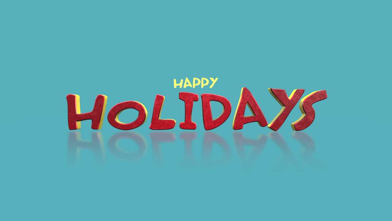 dibujo animado de felices fiestas texto en gradiente azul