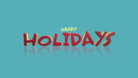 cartoon happy holidays text on blue gradient