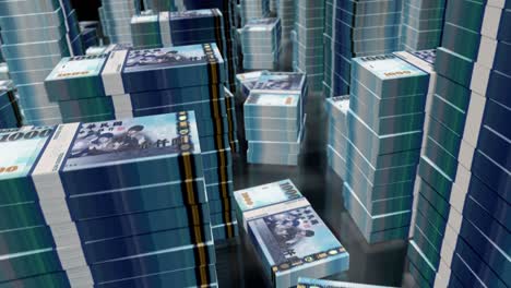 3d flight over the taiwan dollar money banknote packs loop animation