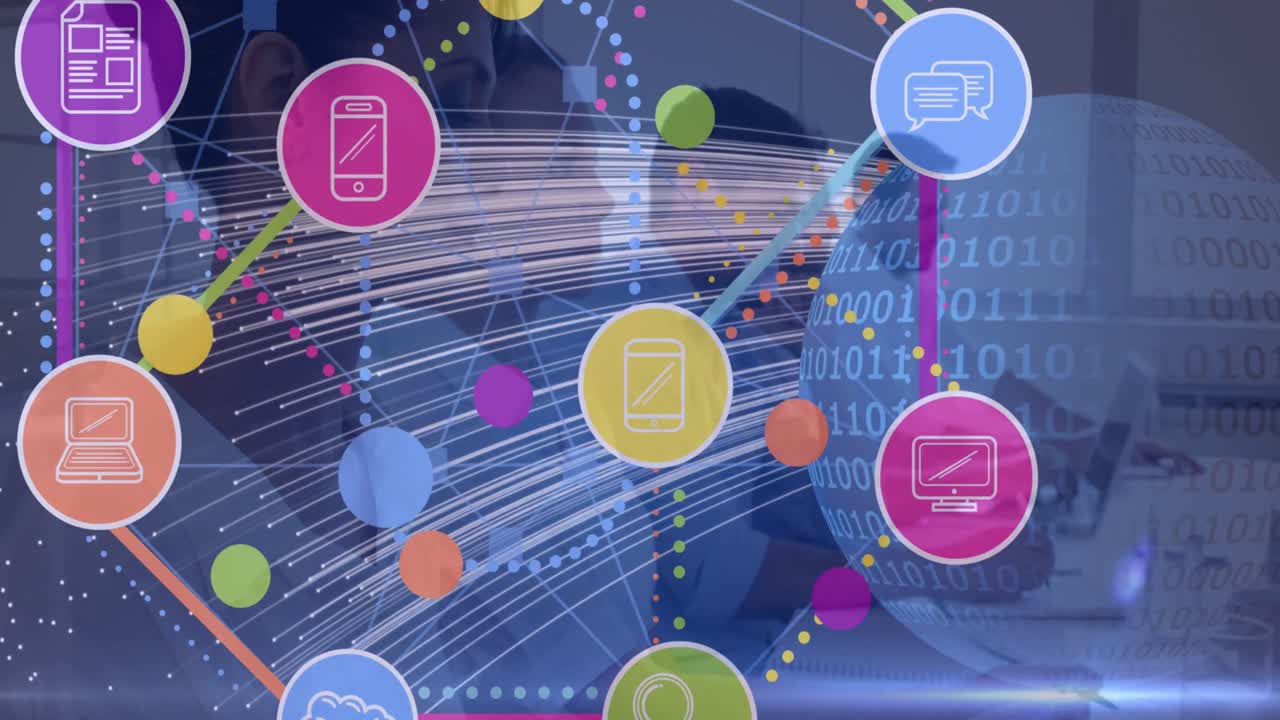 비즈니스 사람들에 대한 아이콘과 연결 네트워크의 전 세계의 애니메이션