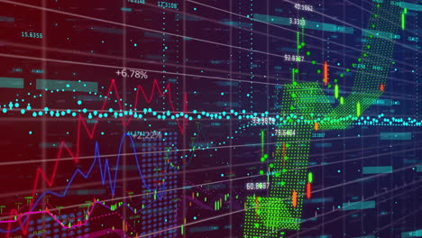 animation of financial data processing over grid on dark background