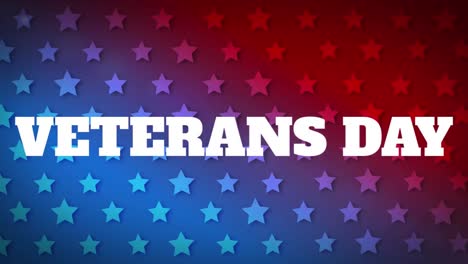 Animation-of-words-Veterans-Day-over-stars-and-blue-and-red-background.