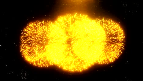 Eid Mubarak Text Wish On Firework Display Explosion Particles.