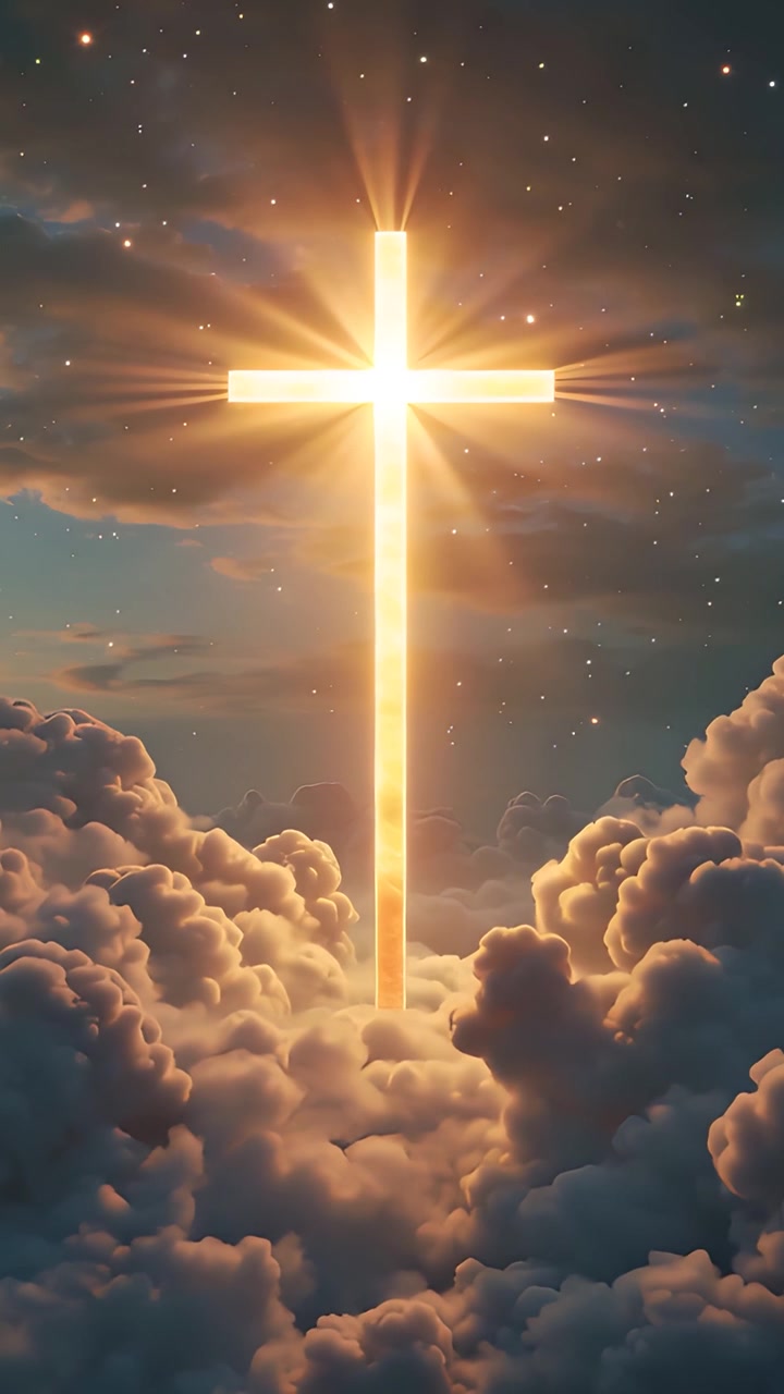 Sfondo per Adorazione 4K: Croce Cristiana e Luce Celeste