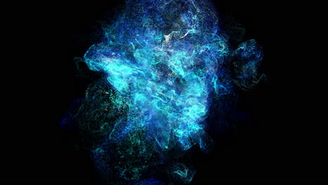 onda de choque de explosión de partículas coloridas futuristas que fluye en el espacio cibernético fondo abstracto desenfocado