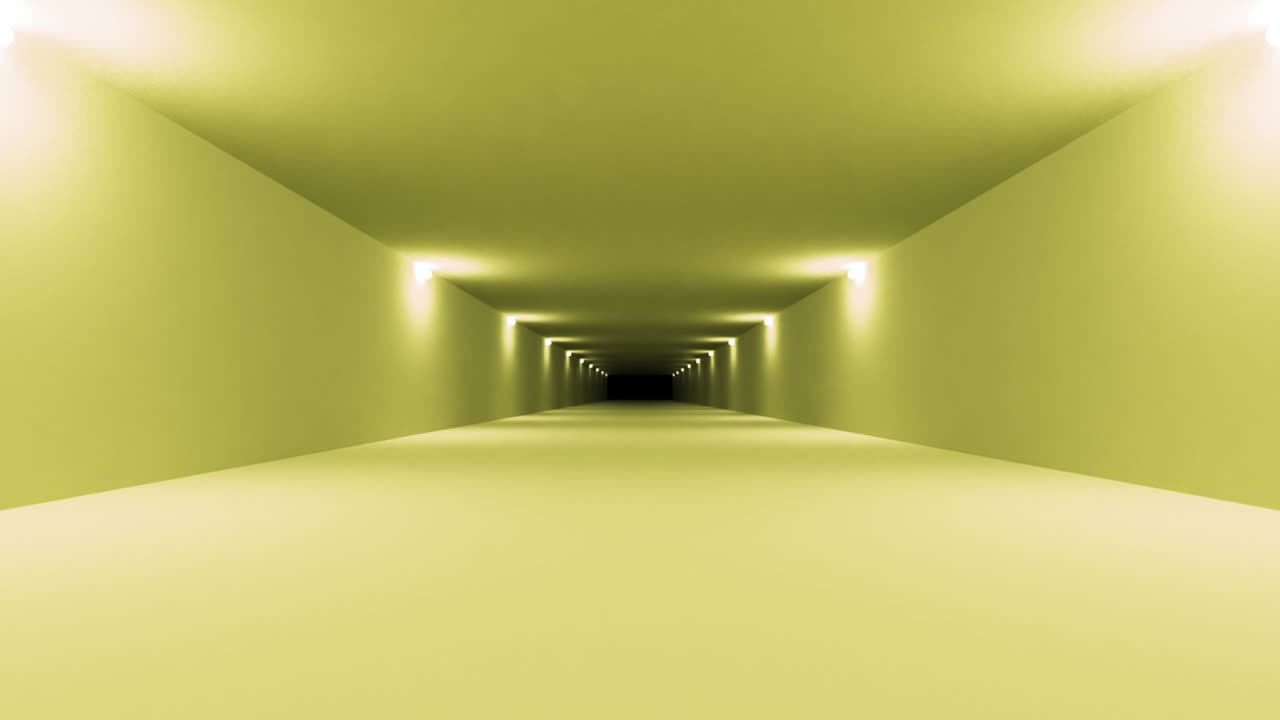 미래의 노란색 sf 터널 인테리어, sf 복도, 추상적인 현대 기술 배경, 원활한 루프, 3d 렌더링 애니메이션, 4k uhd