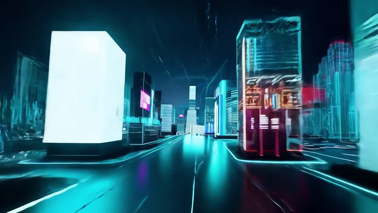 네온 불빛이 있는 미래 도시