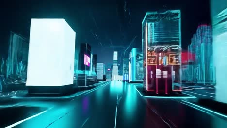 futuristic cityscape with neon lights