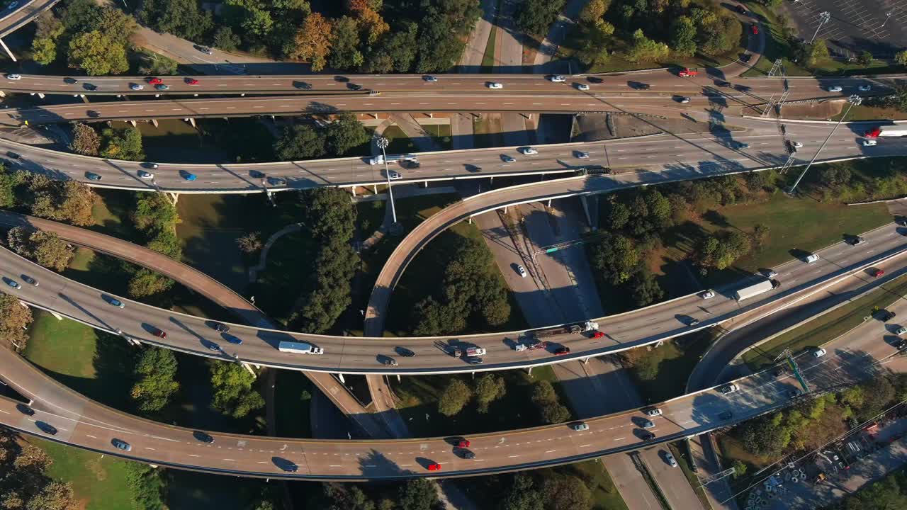 다운타운 휴스턴 지역의 i-45 교통 조감도