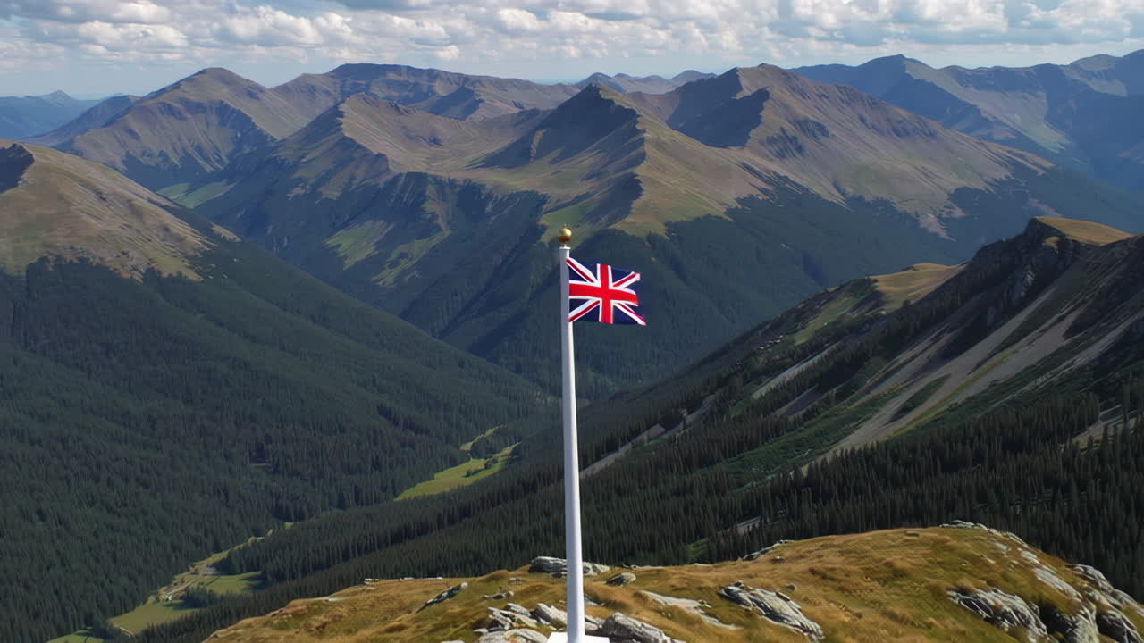 British Flag on Mountain Summit