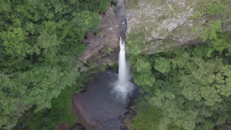 vertical aerial from top of dramatic lone creek falls in south africa