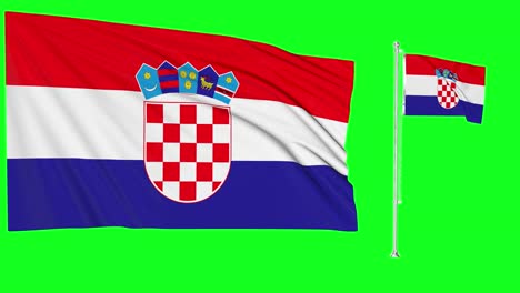 Greenscreen-Schwenkt-Kroatien-Flagge-Oder-Fahnenmast