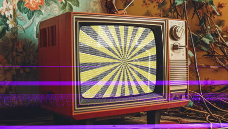 ai retro television sets with overlayed film glitch textures