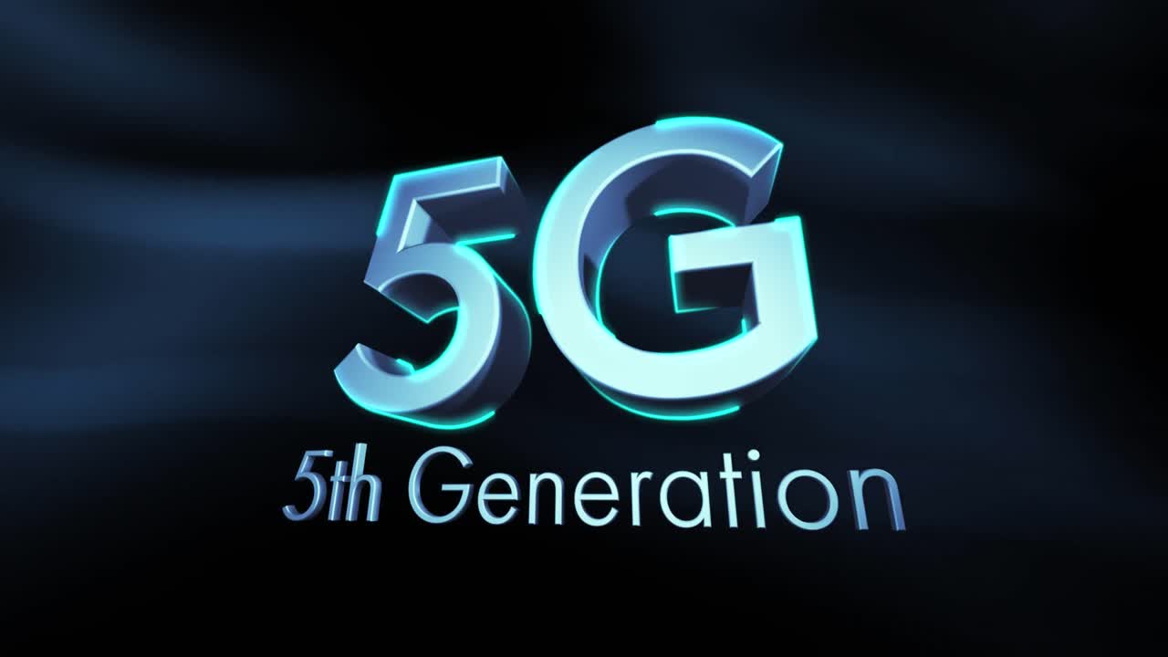 animación de texto 5g en fondo negro