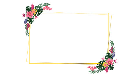 an animation of a realistic hello spring floral frame