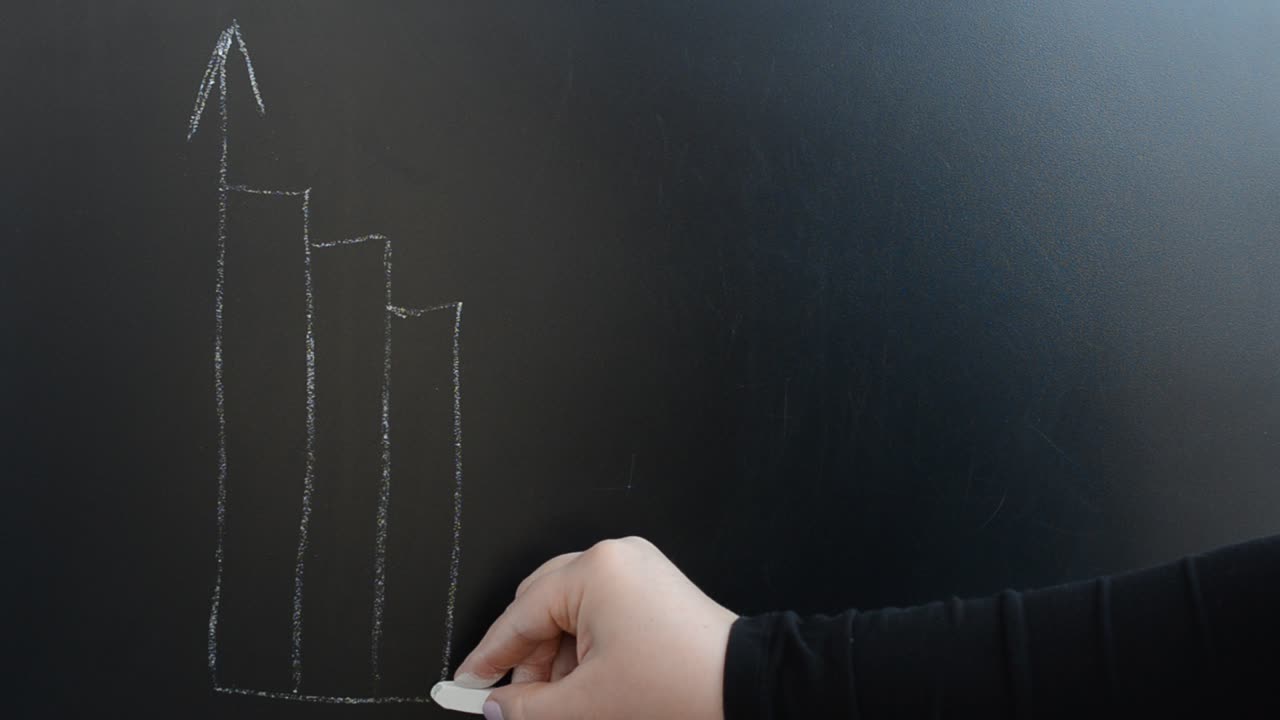 We draw business the schedule on a board. We write with chalk on a board