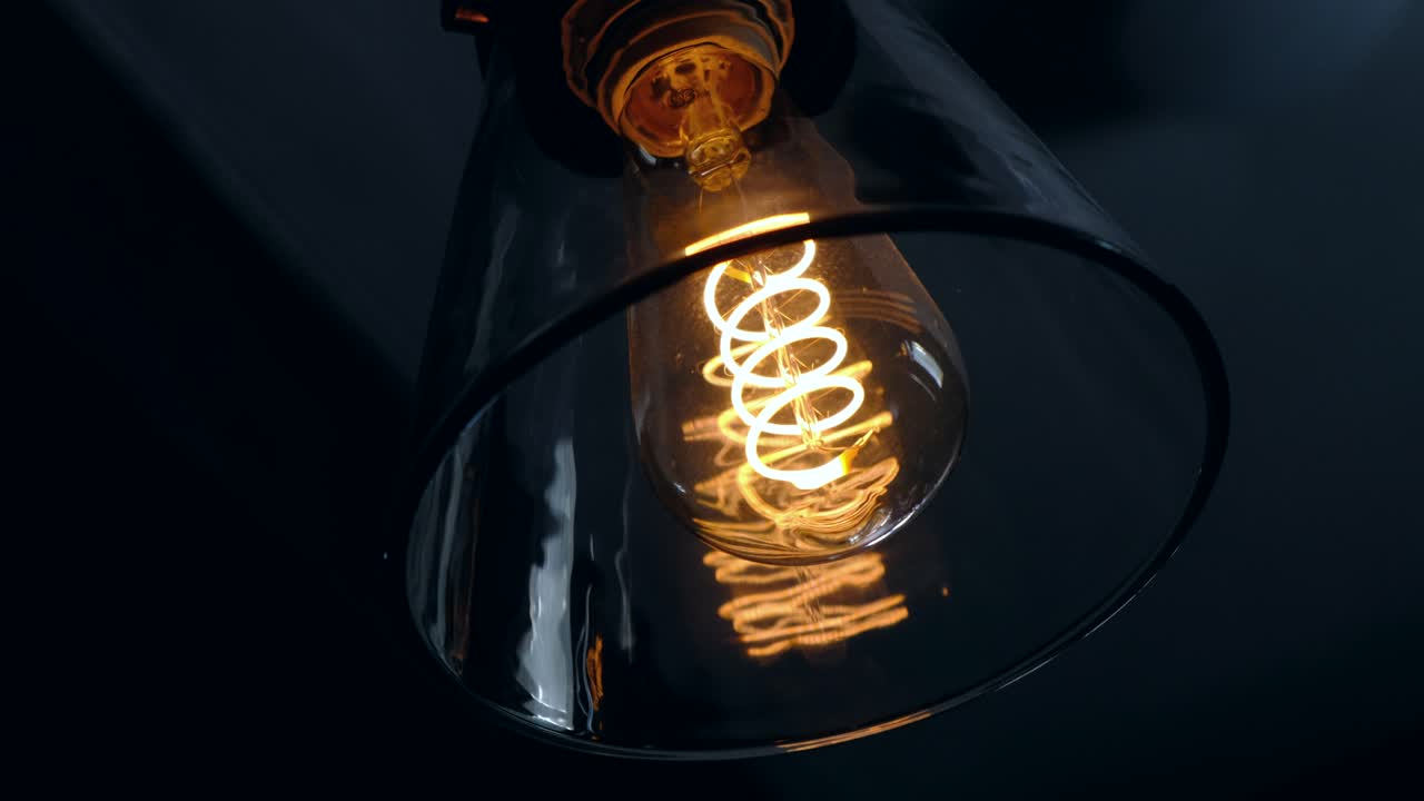 Edison Light Bulb in Dim Room