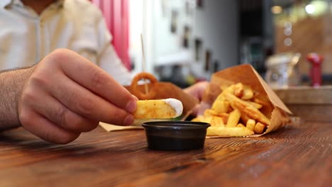 Hand-Dipping-French-Fries-Sauce