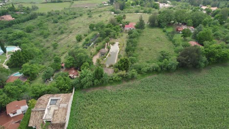 Aerial-over-picturesque-small-residential-settlement-Etla-in-Mexico