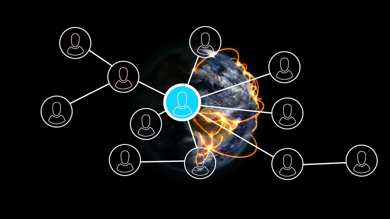 animación del globo y la red de conexiones