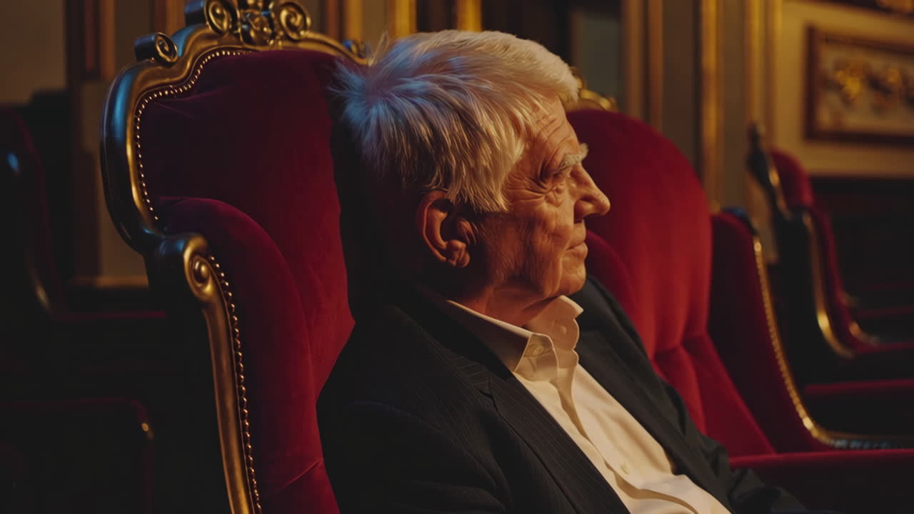 Elderly Man Sitting in a Theater