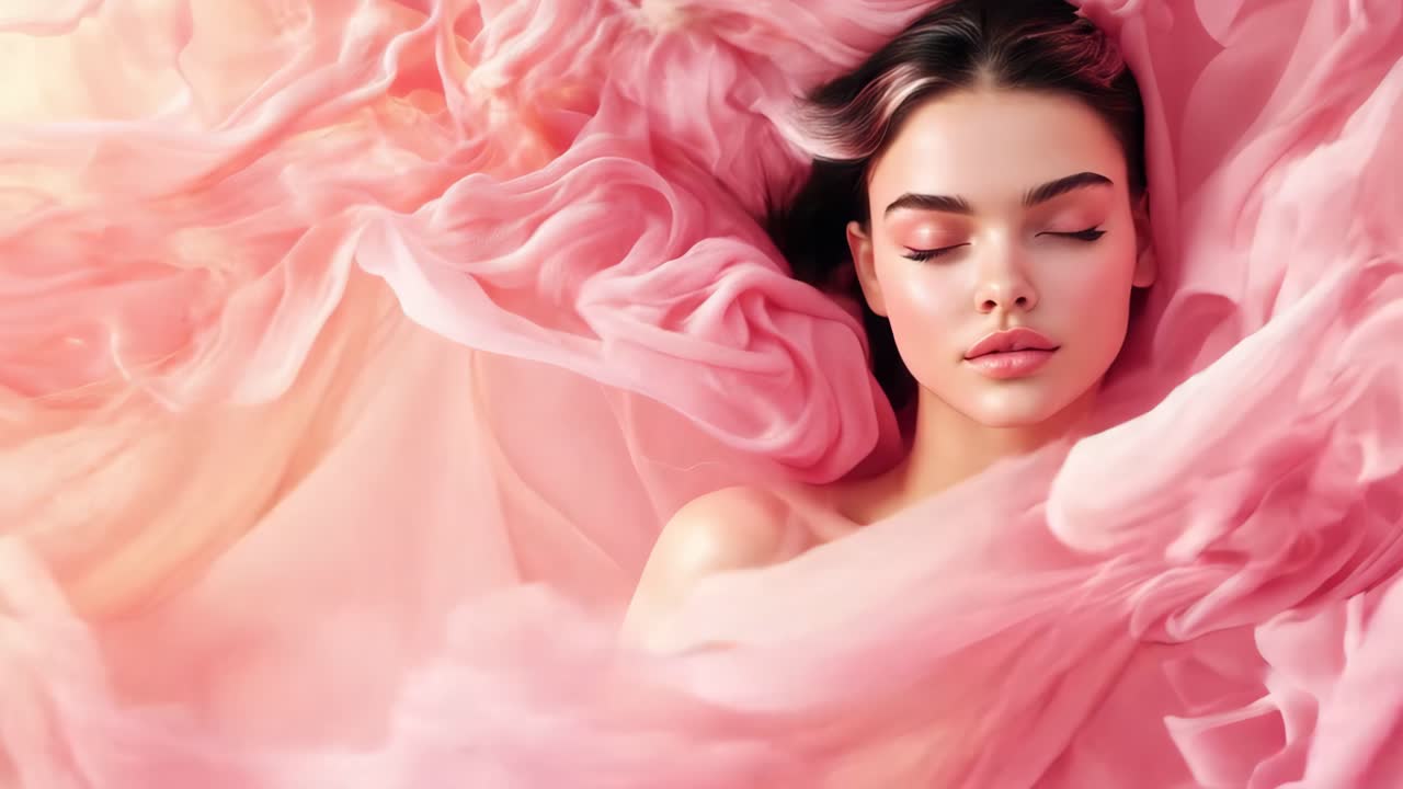 Beautiful Woman in Pink Fabric