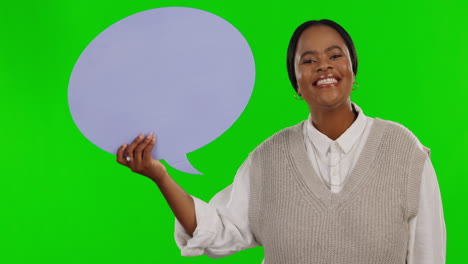 woman holding a speech bubble